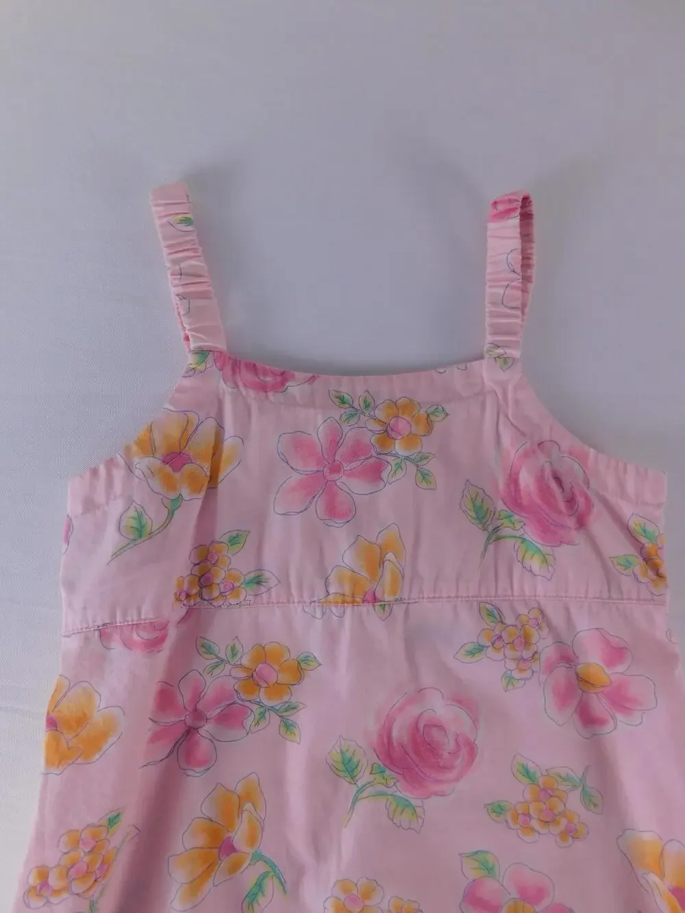 OshKosh B'gosh Dress Girls 4T Pink Floral Print Sundress Ruffle Hem Cotton